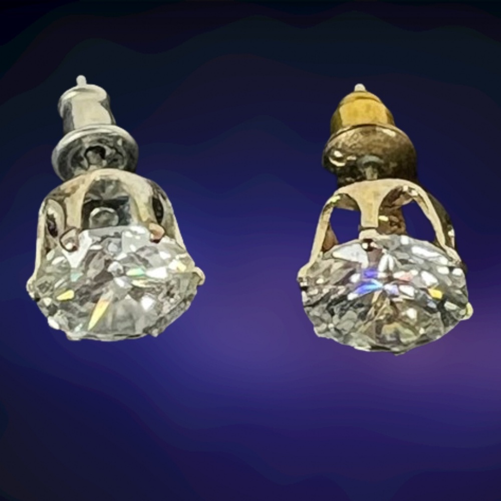 Brilliant Round Crystal or CZ Studs with Posts - Picture 6 of 6